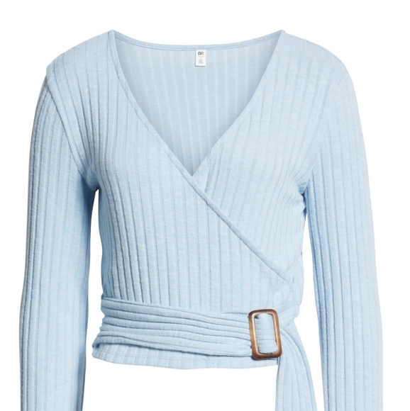BP | NWOT belted wrap sweater top flared sleeves - Picture 2 of 7